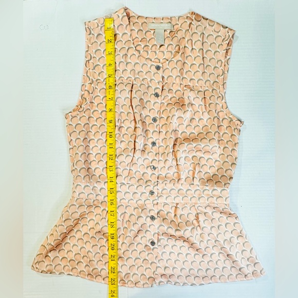 Banana Republic Peach & Gray Sleeveless Button Up Tank Top Blouse Classic Size 4 - Picture 2 of 6